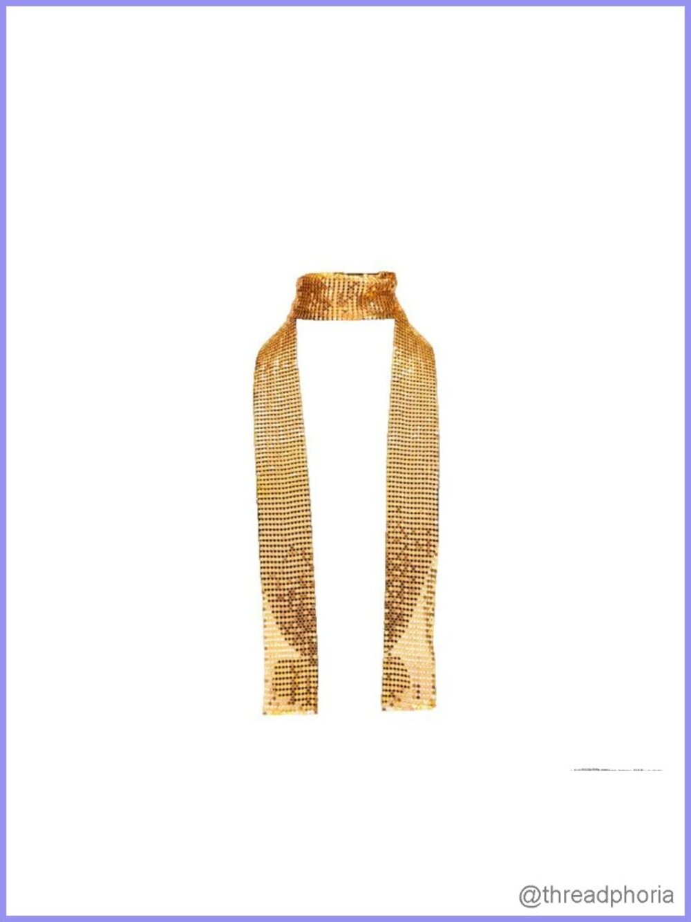 Gold Sequin Mesh Scarf Necklace, Long Thin Scarf for Party Clubwear
